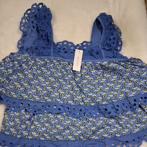 Maya Floral Blue Eyelet Blouse